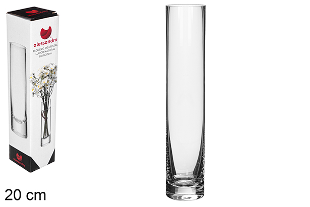 [119469] Florero cristal lungo natural Lion 20 cm