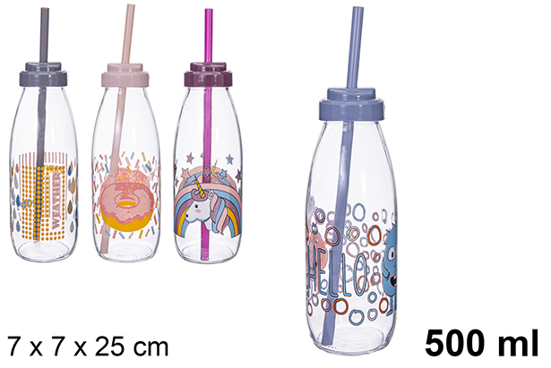 [119487] Bouteille avec paille 500 ml