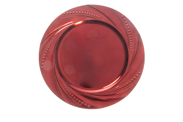Sotto piatto plastica bordo ondulato rosso 33 cm