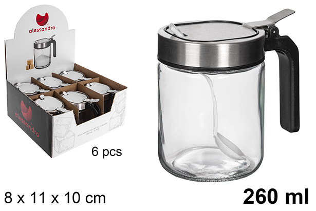 Azucarero de cristal y acero 260 ml