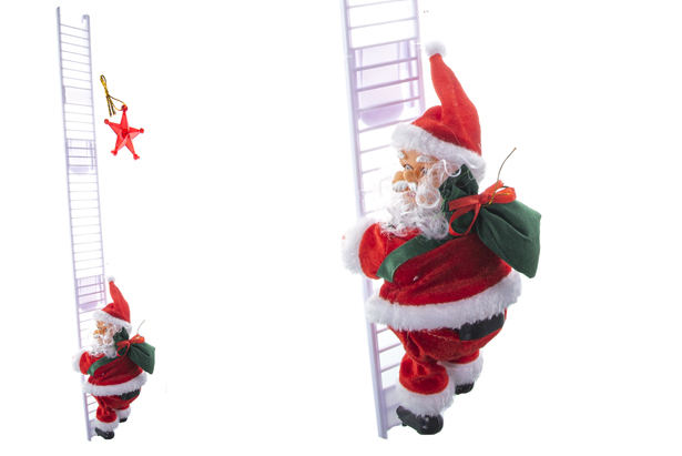 Père Noël grimpant à l'échelle blanche 66 cm