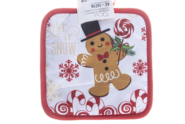 Guanto quadrato decorato con biscotto di Natale 17 cm