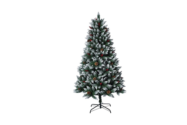 [119606] Árbol Navidad nevado con bolas, bayas piñas y flores 60 cm