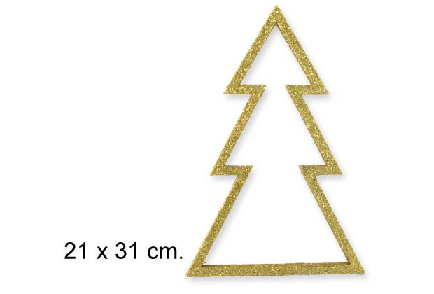 Árvore de Natal de madeira ouro brilhante 21x31 cm 
