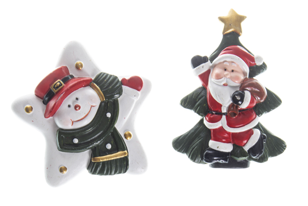 Imán resina estrella/árbol Navidad 7,5 cm
