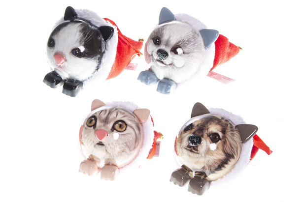 Balle en PVC pour chien/chat avec bonnet de Noel 8 cm