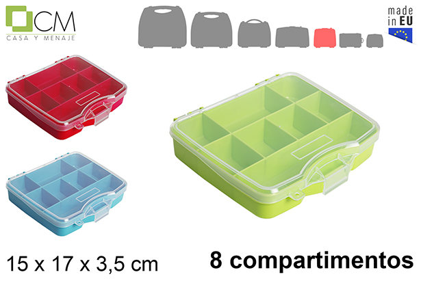 [119647] Multipurpose plastic box with 8 compartments assorted colors