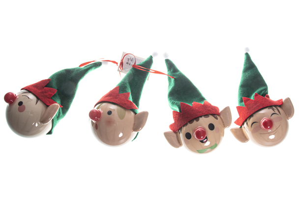PVC elf face ball with hat 8 cm
