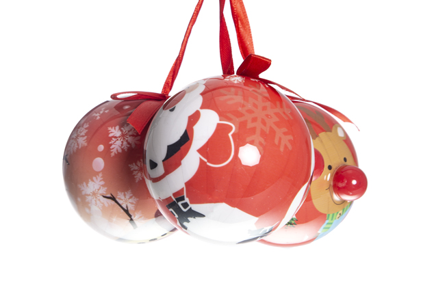 [119652] Bola PVC roja decorada Navidad surtido 8 cm