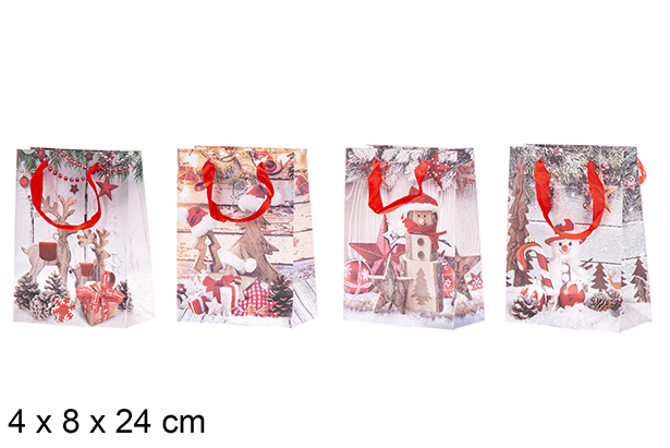 Bolsa regalo Navidad decorada 4x8x24 cm