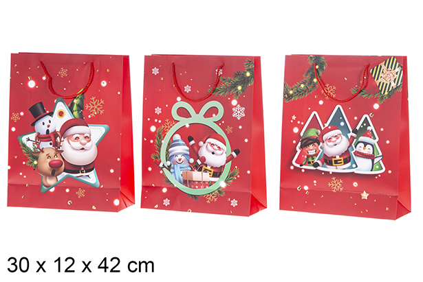 [119687] White decorated Christmas gift bag 30x12x42 cm