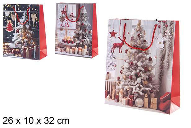 Bolsa regalo Navidad madera con Papa Noel 26x10x32 cm