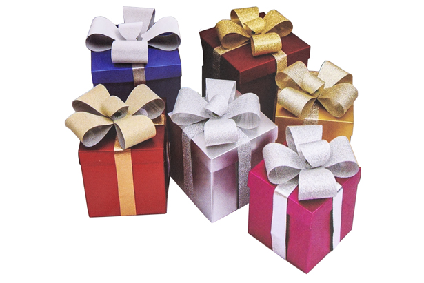 Caja regalo Navidad con lazo surtido 25 cm