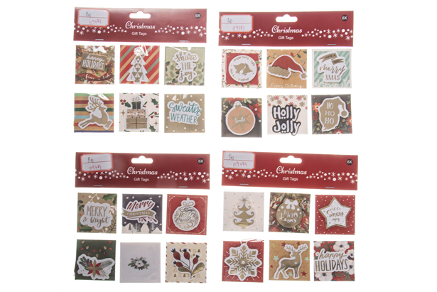 Pack 6 cartes de Noël décorées assorties de fil 6 cm