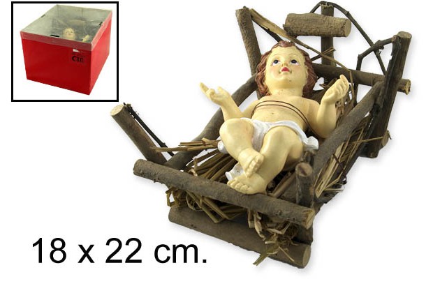 [049720] NIÑO JESUS EN CUNA 18X22CM