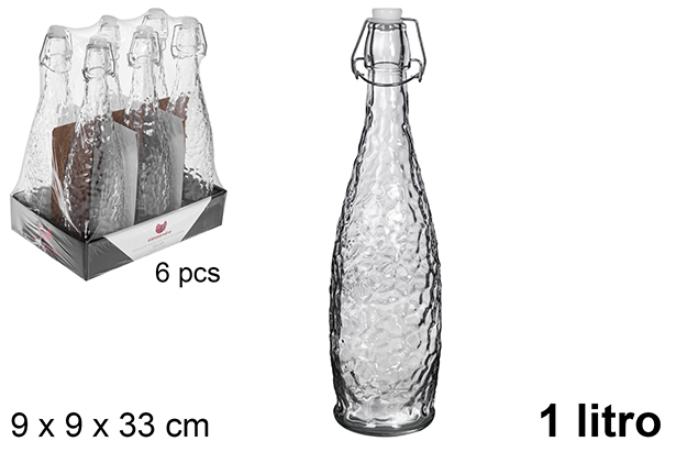 [119891] Botella cristal tapón gaseosa Milán 1 litros