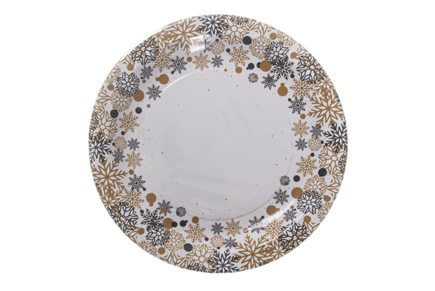 Pack 6 assiettes en carton décorées de fleurs de Noël 23 cm