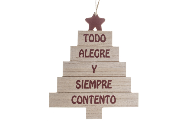 [119925] Pendente árvore de Natal em madeira natural 23x20 cm