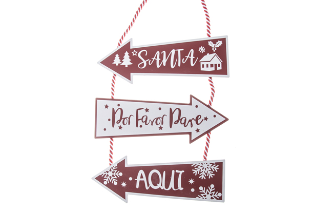 Colgante madera tres flechas Navidad 55x30 cm