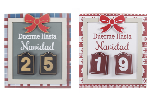 Calendario cuenta atrás madera Navidad surtido 25x23 cm