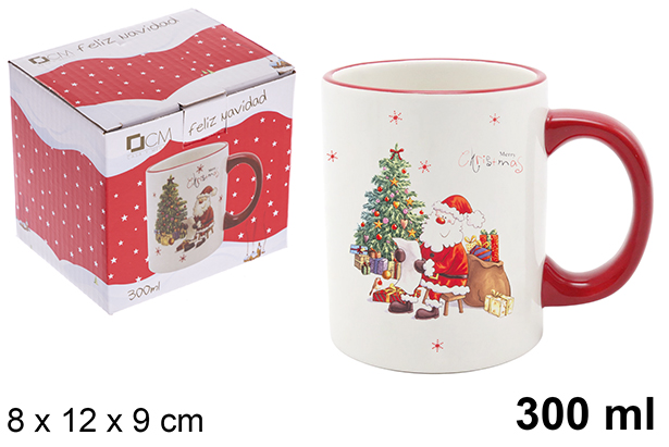 Caneca de Natal em cerâmica decorada com Papai Noel 300 ml
