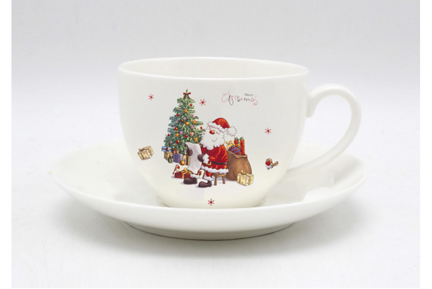 Conjunto de canecas de Natal em cerâmica decorada com Papai Noel 280 ml