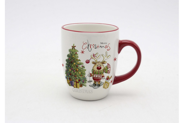 Taza cerámica Navidad decorada reno 330 ml