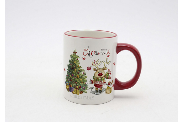 Tazza natalizia in ceramica decorata renna 300 ml