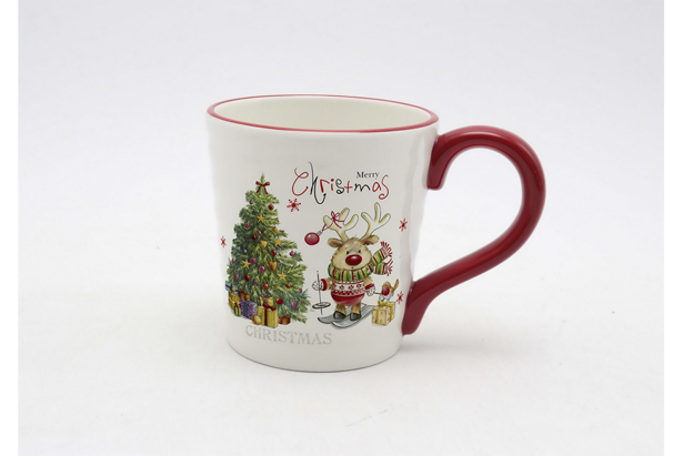Tazza natalizia in ceramica decorata renna 600 ml