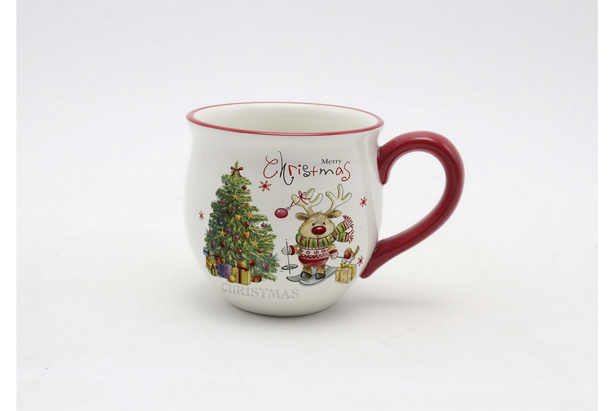 Christmas ceramic mug decorated reindeer 430 ml
