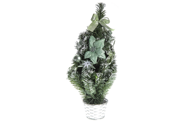 Arbolito Navidad decorado plata/verde 50 cm