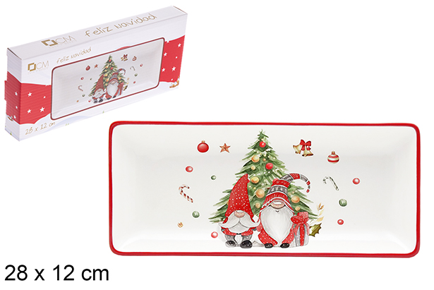 [120156] Bandeja cerámica Navidad decorada elfo 28x12 cm