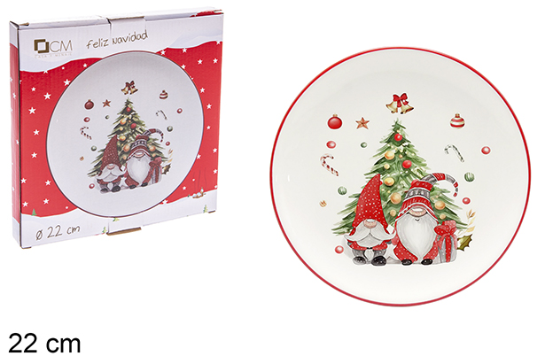 [120165] Tartera cerámica Navidad decorada elfo 22 cm
