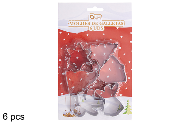 Pack 6 stampi in metallo per biscotti natalizi assortiti
