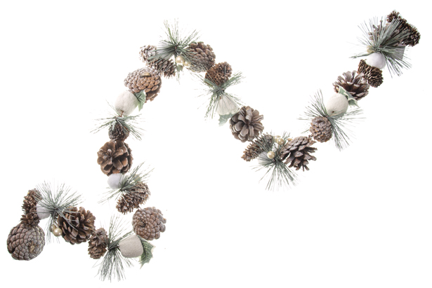 Christmas pendant with pine cones, green leaves and apples 1,5 m