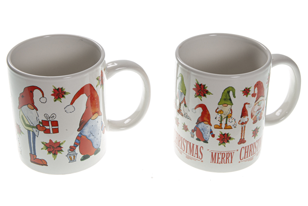 Ceramic mug assorted Christmas decoration 9,5x8 cm