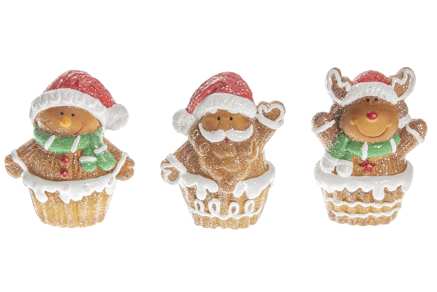 Figurine en céramique muffin de Noël assortie