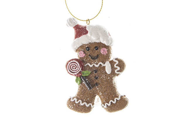 Gingerbread cookie resin pendant with lollipop