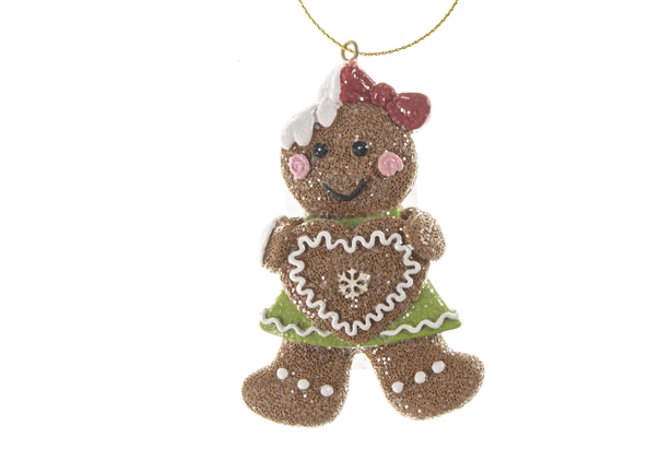 Gingerbread cookie resin pendant with heart
