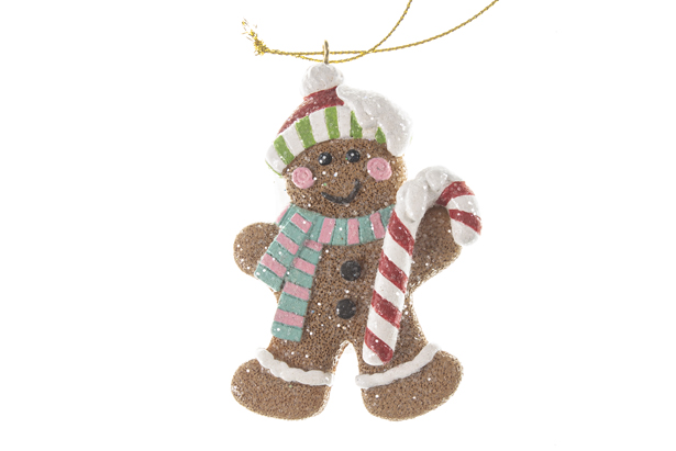 Gingerbread cookie resin pendant with candy cane
