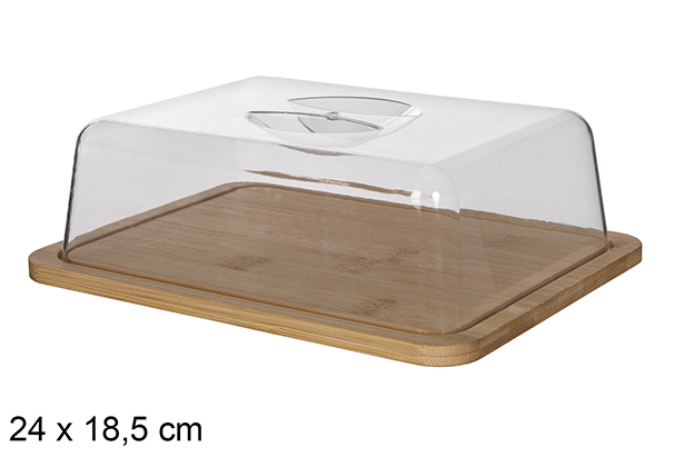 Quesera bambú rectangular 24x18,5 cm