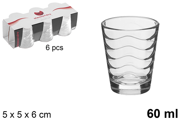 Pack 6 vasos chupito Venecia 60 ml