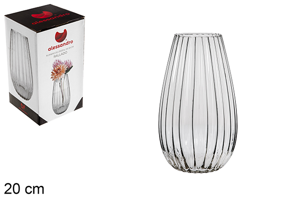 Vaso in vetro a righe 20 cm