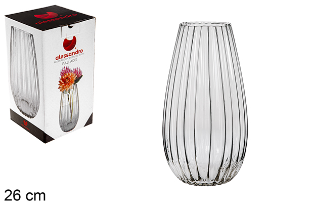 Vaso de vidro listrado de 26 cm