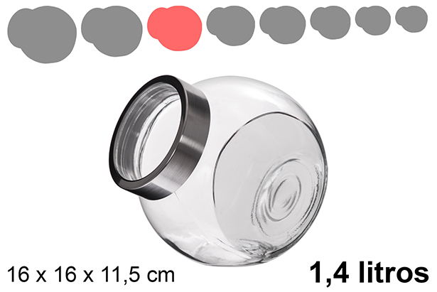 Bote cristal tapa transparente 1,4 litros