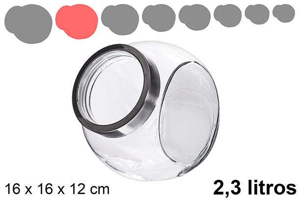 Bote cristal tapa transparente 2,3 litros
