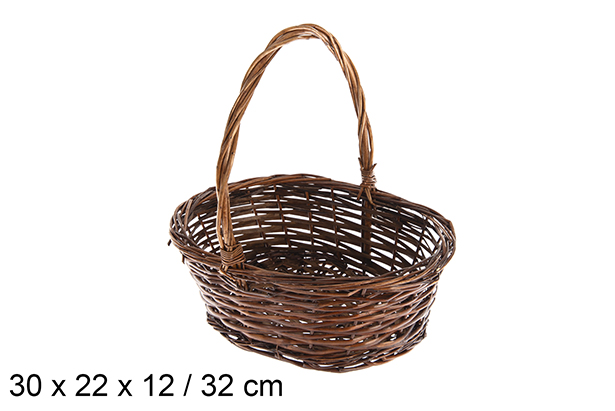 Panier en osier ovale marron 30x22x12 cm