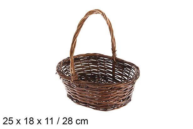 Brown oval wicker basket 25x18x11 cm