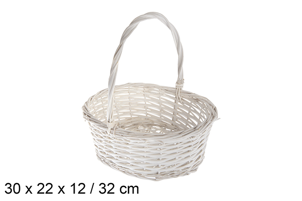 White oval wicker basket 30x22x12 cm