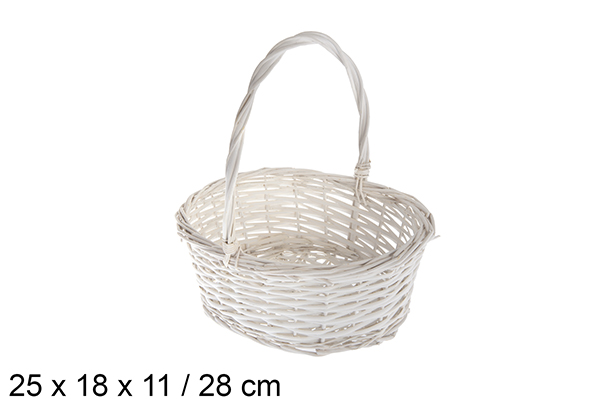 [120816] Cesti di vimini ovali bianchi 27x18x11 cm